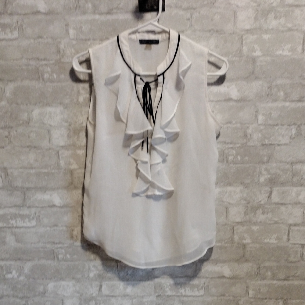 Elegant White Ruffle Sleeveless Top